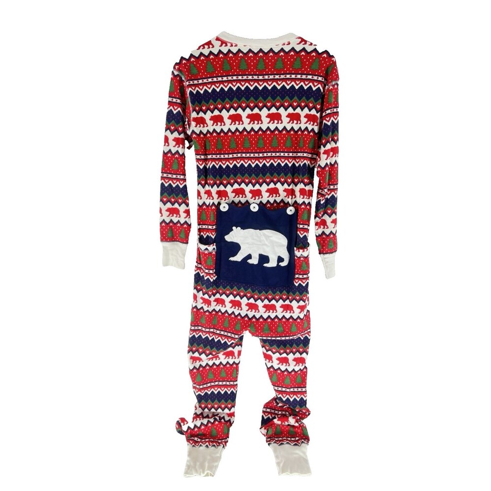 Little Blue House Womens S One Piece Fair Isle Bear Pajamas NWOT Flap Back Union